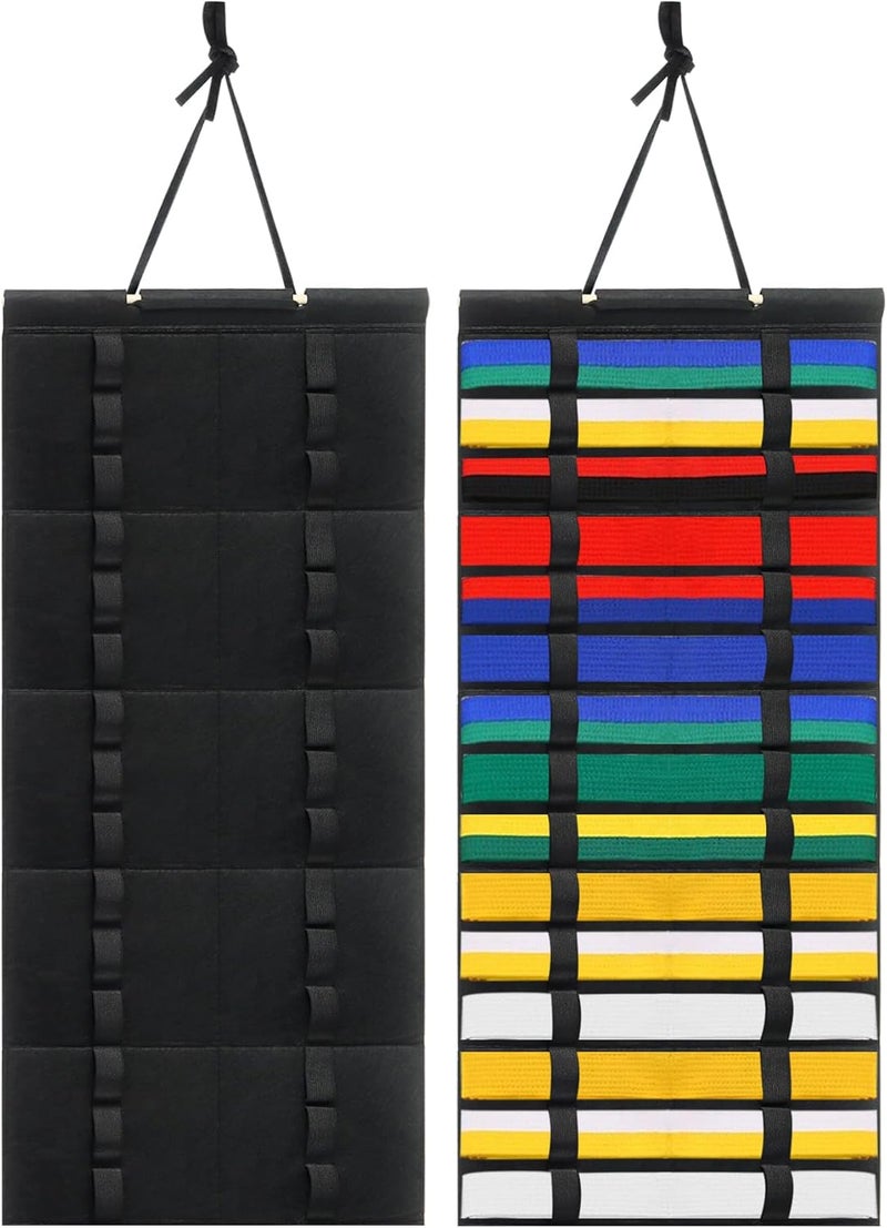 Klmnop 15 Belts Karate Belt Display Rack, Felt Hanging Taekwondo Belt Display, Martial Art Belt Display Holder for Martial Art Learner - Image 1